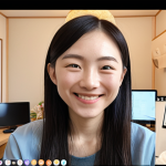 **

A bright and inviting online counseling platform interface. A friendly-looking young adult counselor is visible in a video call window, smiling and listening attentively. The background shows a cozy home office. Soft, warm lighting. Text overlay (in Japanese) emphasizing "自分のペースで" (at your own pace) and "オンライン相談" (online consultation).  Style: clean, modern, user-friendly.

**