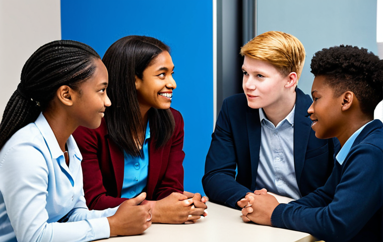 **

A diverse group of youth counselors participating in a workshop, fully clothed in professional attire. They are actively listening and engaging in a discussion led by an experienced facilitator. The setting is a bright and modern conference room. Focus on positive energy and collaborative learning. Safe for work, appropriate content, professional, family-friendly, perfect anatomy, correct proportions, natural pose, well-formed hands, proper finger count, natural body proportions.

**