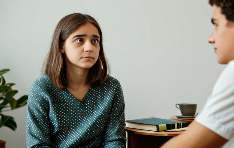 청소년상담사로서 청소년 이해하기 - Empathetic Connection in Quiet Moments**

*   **Prompt:** A warm, inviting counseling room with soft...