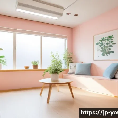 청소년상담사로서 청소년 상담 사례 분석 - A warm and safe counseling room designed for teenagers, softly lit with pastel colors and comfortabl...