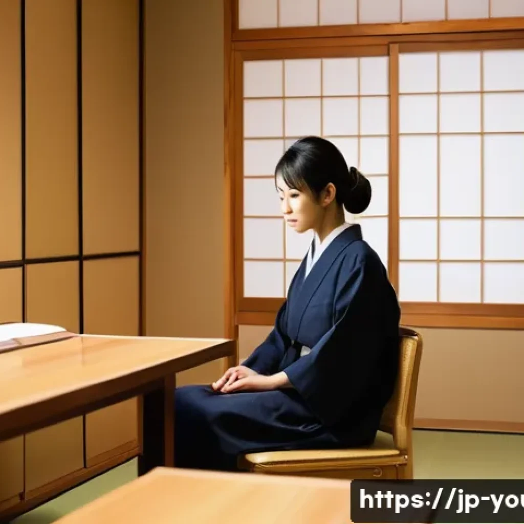 청소년상담사 윤리적 문제와 해결책 - A modern Japanese youth counseling office scene, featuring a young female counselor attentively list...