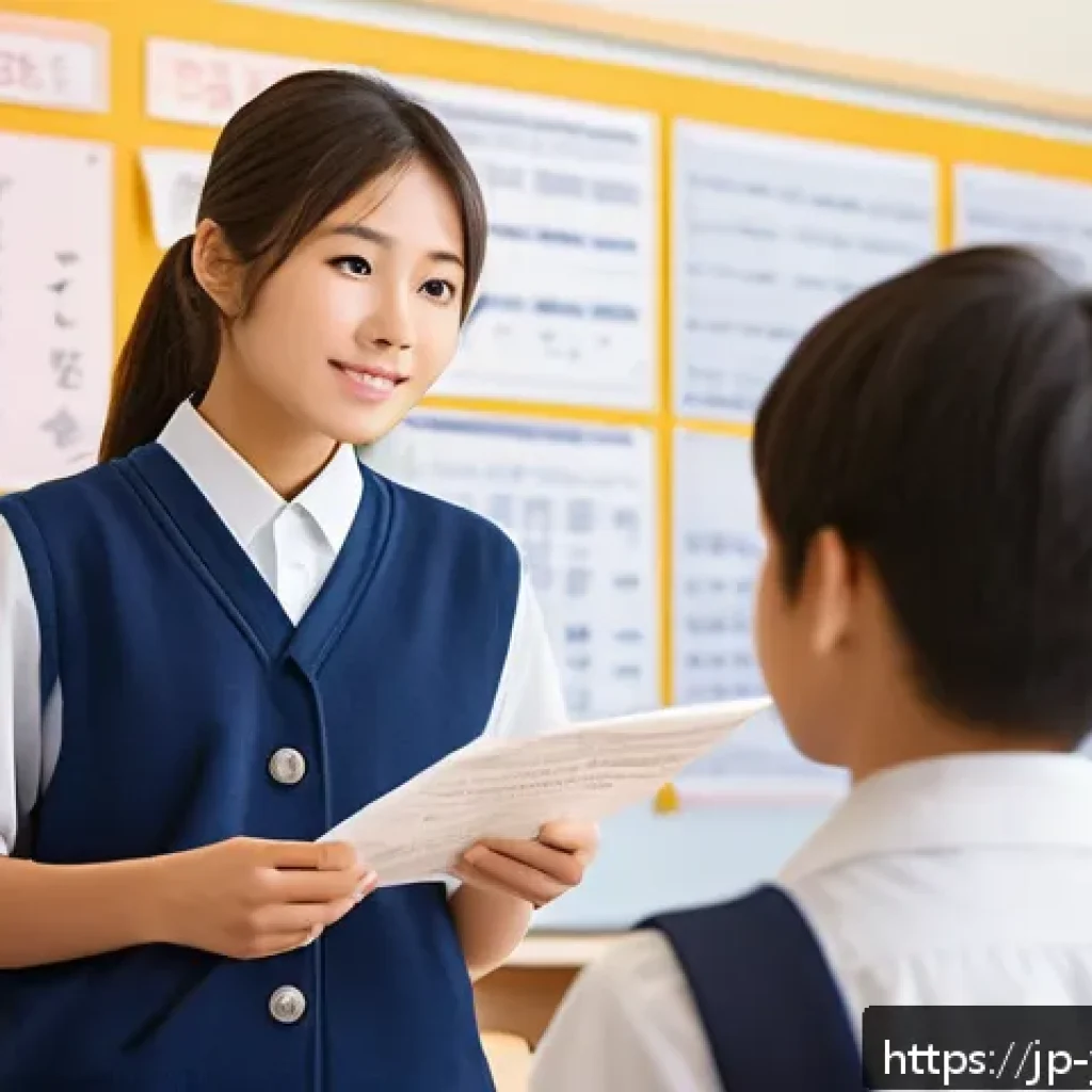 청소년상담사 직업적 안정성과 성장 가능성 - A compassionate Japanese youth counselor in a modern school setting, attentively listening to a teen...