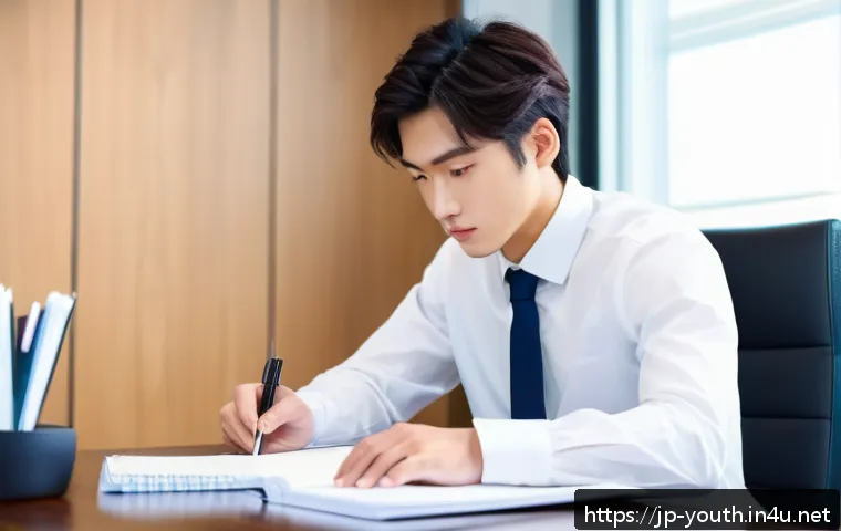 청소년상담사 면접 준비 체크리스트 - A professional young Japanese person in their early 20s, dressed in a neat, wrinkle-free dark navy s...