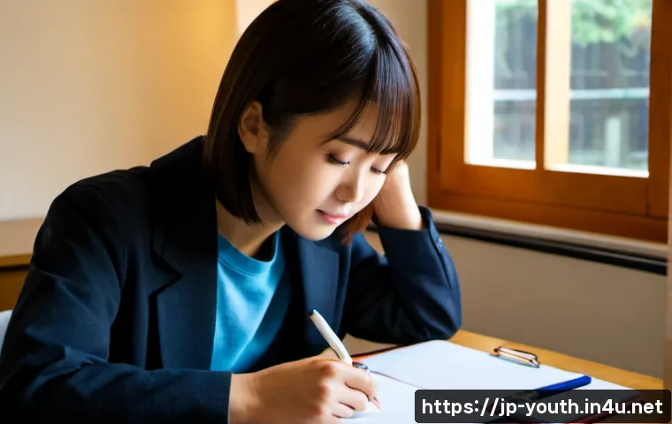 청소년상담사 시험 대비 실전 팁 - Photorealistic Japanese young adult preparing for a youth counselor certification exam at a tidy hom...