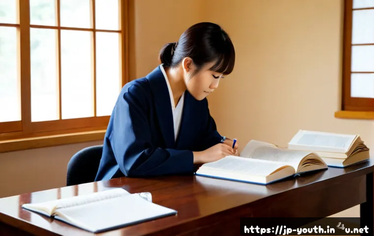 청소년상담사 전문성을 높이는 학습법 - Photorealistic Japanese young adult counselor-in-training studying professional counseling methods a...
