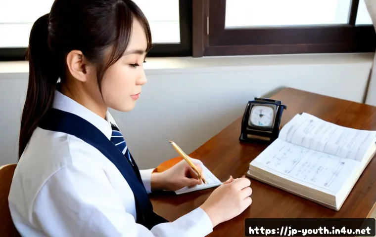 청소년상담사 필기시험에서 고득점 받는 법 - Photorealistic Japanese high school student preparing for a counselor certification written exam, se...